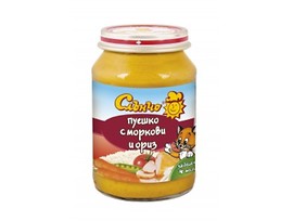 Слънчо Бебешко пюре Пуешко с моркови и ориз 4 190 г