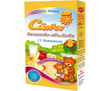 Слънчо бананово ябълкова млечна каша 200 г