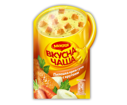 Maggi Вкусна чаша Пилешка крем супа с крутони 16 г