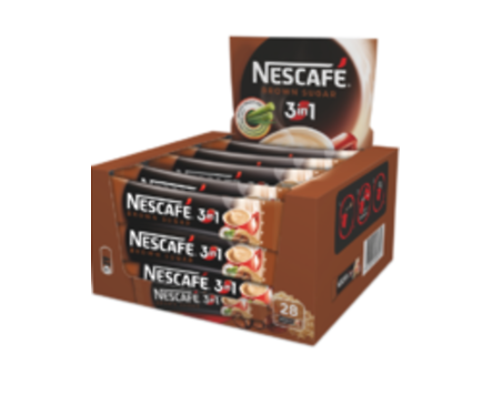 Нестле Нескафе 3 в 1 с кафява захар 18 г кутия 28 бр