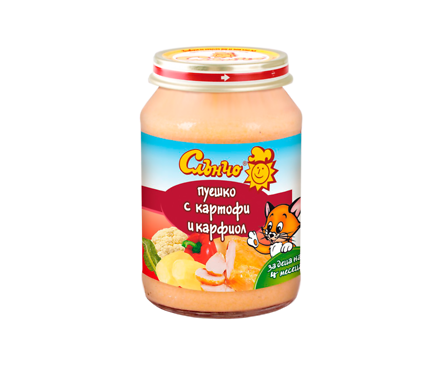 Слънчо бебешко пюре пуешко с картофи и карфиол 190 г