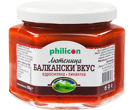 Филикон Балкански вкус едросмляна лютеница пикантна 380 г