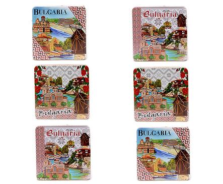 Подложки за чаши България 6 броя квадратни с пейзажи