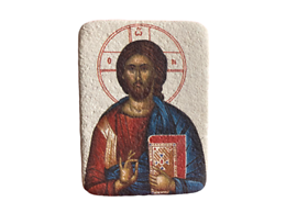 Магнит икона върху камък Исус 7х5 см