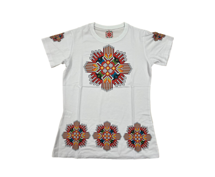 Дамска тениска принт шевици Слънце размер M